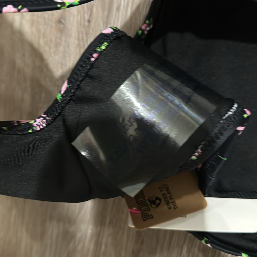 NWT Victorias Secret Pink black pink floral flowers swim bikini bottoms XL - Picture 5 of 7